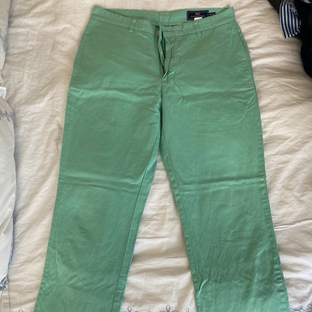 Vineyard Vines Green Linen Pants. 34x34